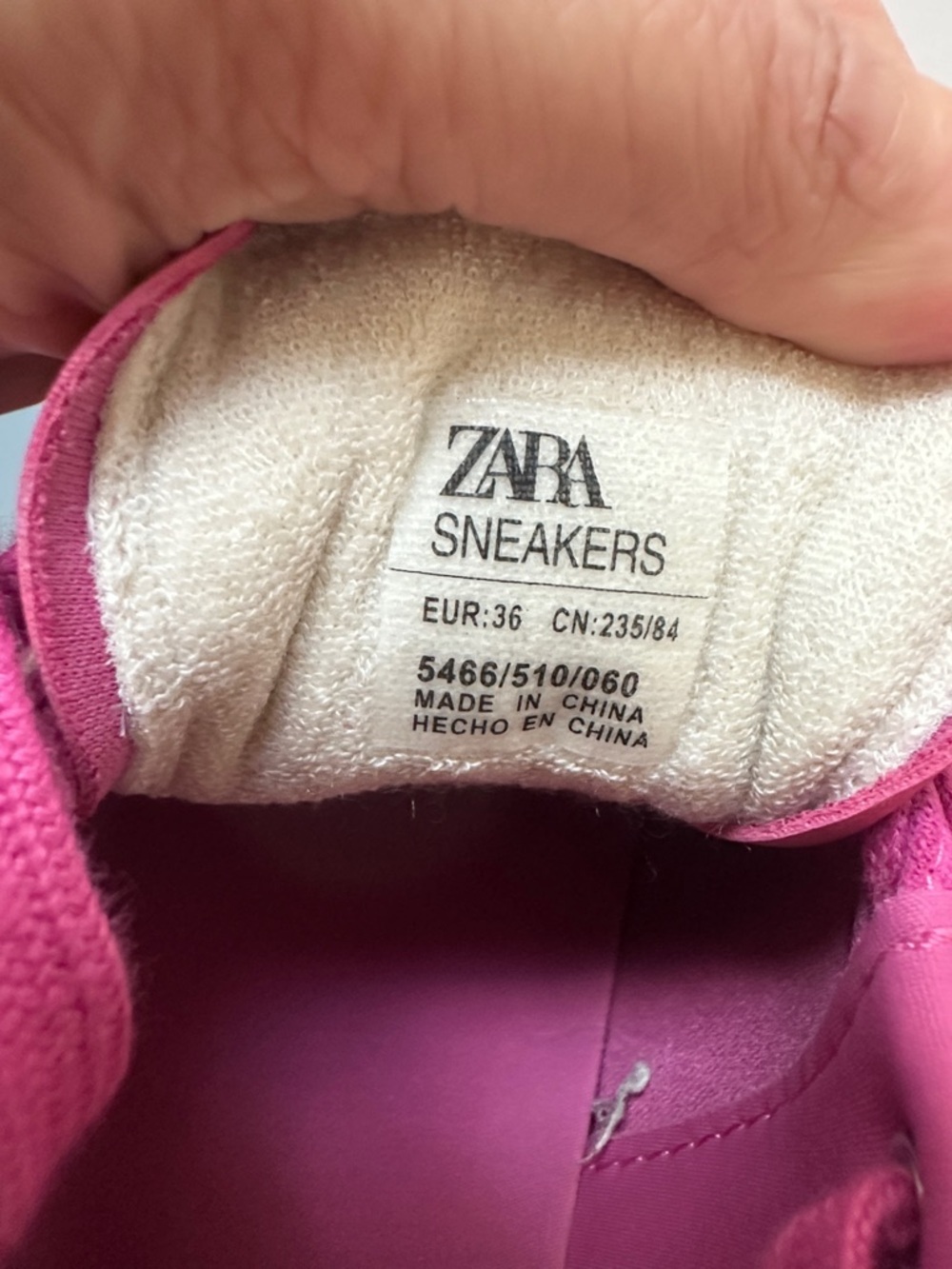 ZARA Pink/Cream Sz 36 (6) Suede Combined Trainers - Picture 8 of 9